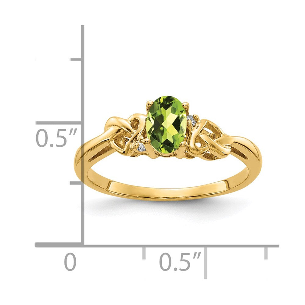 14k Yellow Gold Peridot & AA Diamond Ring