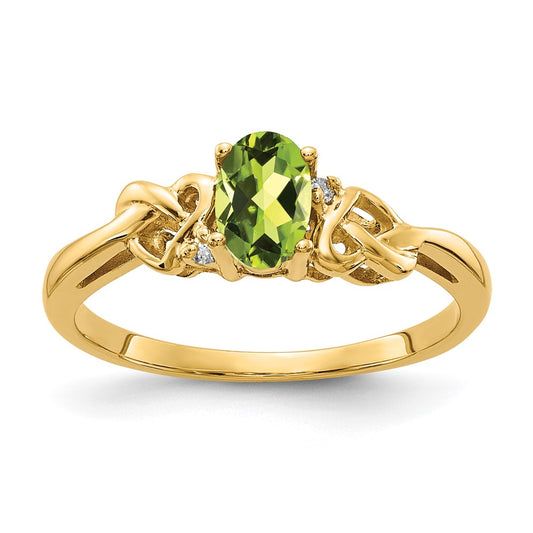 14K Yellow Gold 6x4mm Oval Peridot A Real Diamond ring