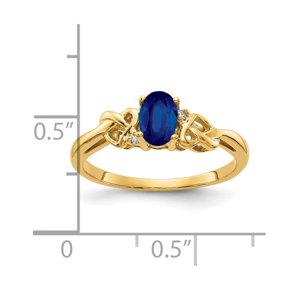 14k Yellow Gold 6x4mm Oval Sapphire AA Diamond ring