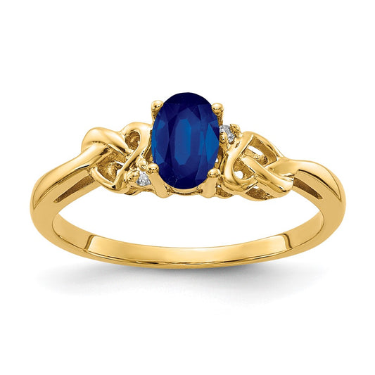 14k Yellow Gold 6x4mm Oval Sapphire AAA Diamond ring