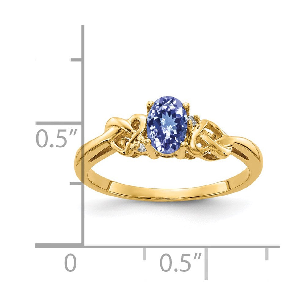 14k Yellow Gold 6x4mm Oval Tanzanite VS Diamond ring