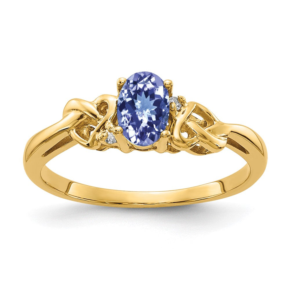 14k Yellow Gold 6x4mm Oval Tanzanite AA Diamond ring