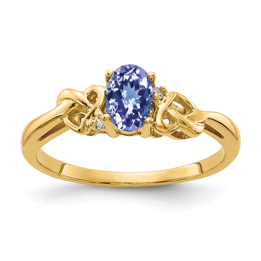 14k Yellow Gold 6x4mm Oval Tanzanite AAA Diamond ring