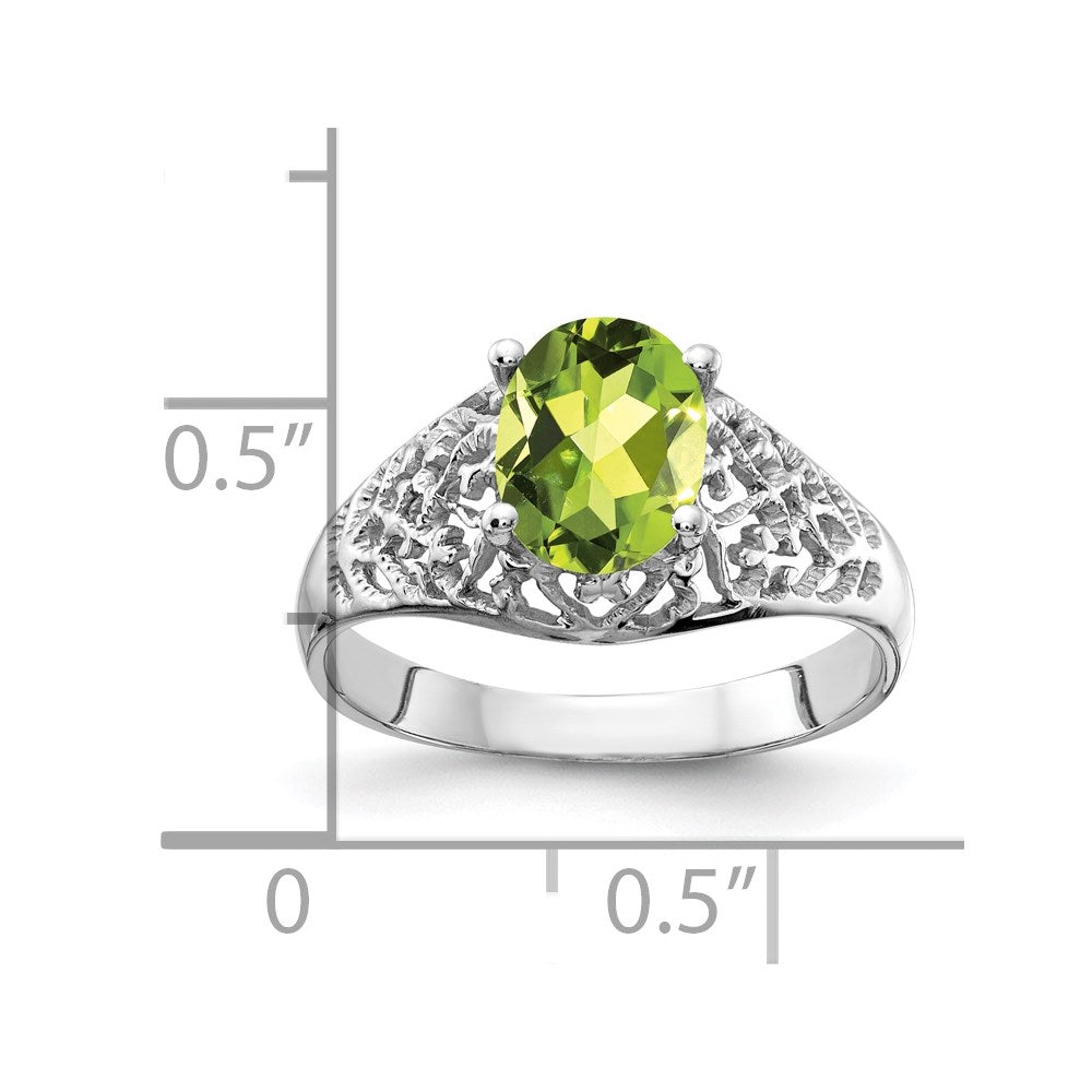 14k White Gold 8x6mm Oval Peridot ring