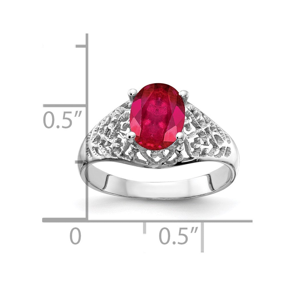 14k White Gold 8x6mm Oval Ruby ring