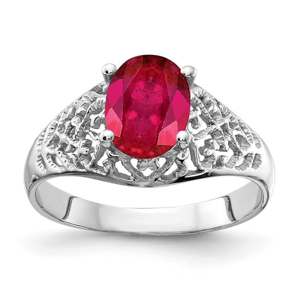 14k White Gold 8x6mm Oval Ruby ring