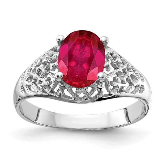 14k White Gold 8x6mm Oval Ruby ring