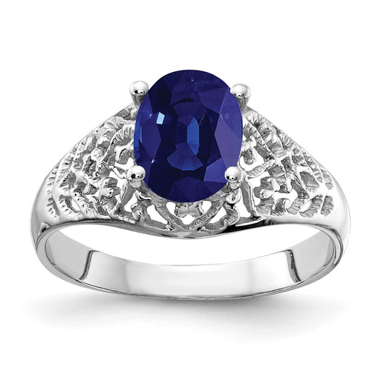 14k White Gold 8x6mm Oval Sapphire ring