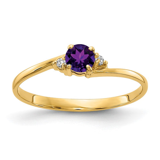 14k Yellow Gold 4mm Amethyst VS Diamond ring