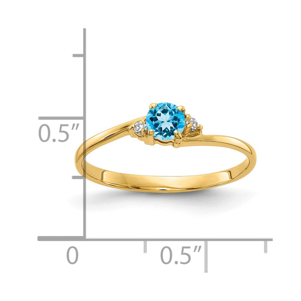 14k Yellow Gold 4mm Blue Topaz VS Diamond ring