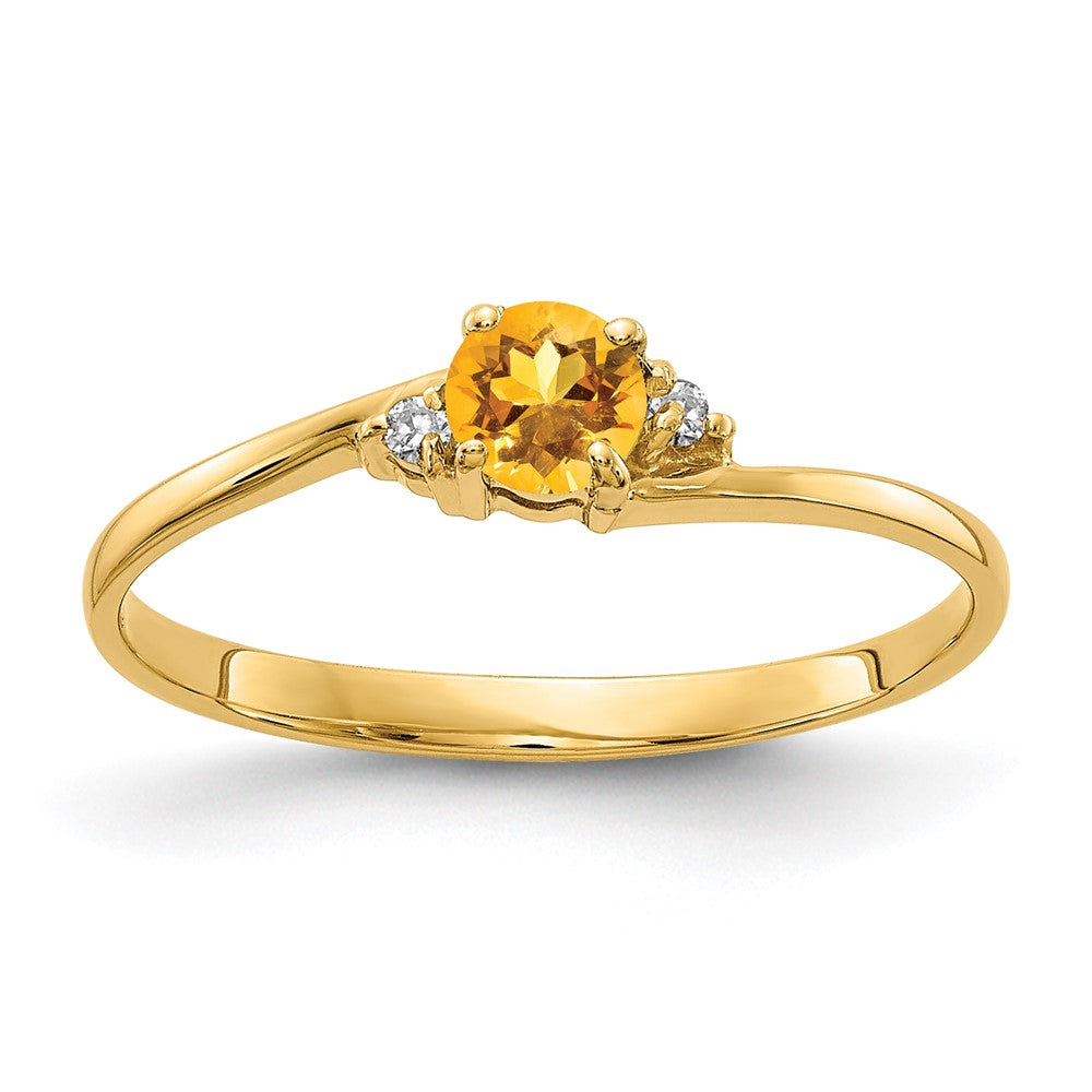 14K Yellow Gold 4mm Citrine A Real Diamond ring