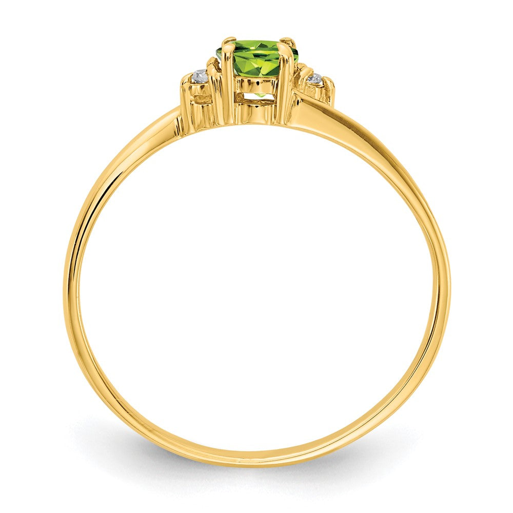 14k Yellow Gold 4mm Peridot AAA Diamond ring