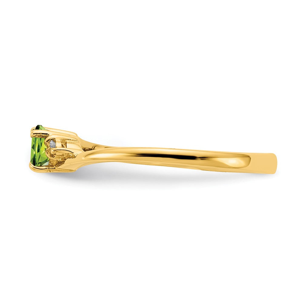 14k Yellow Gold 4mm Peridot AAA Diamond ring