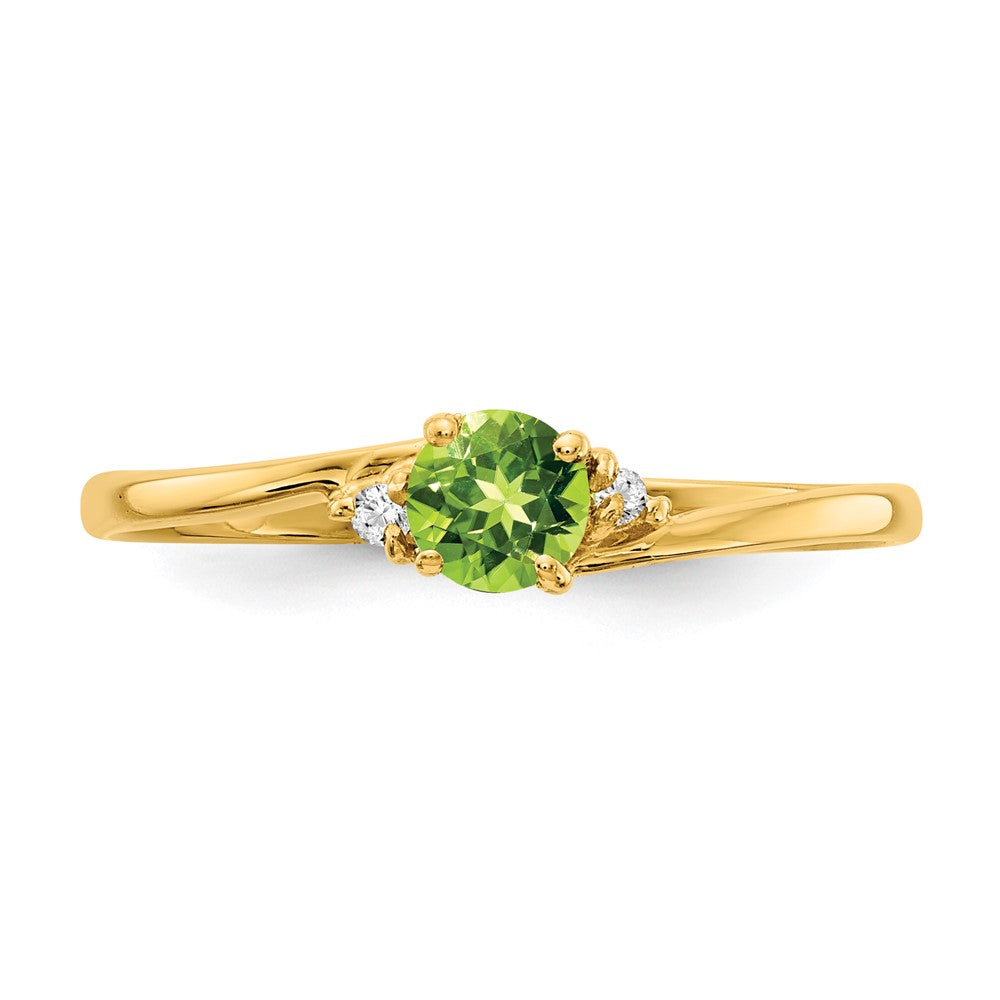 14k Yellow Gold 4mm Peridot AAA Diamond ring