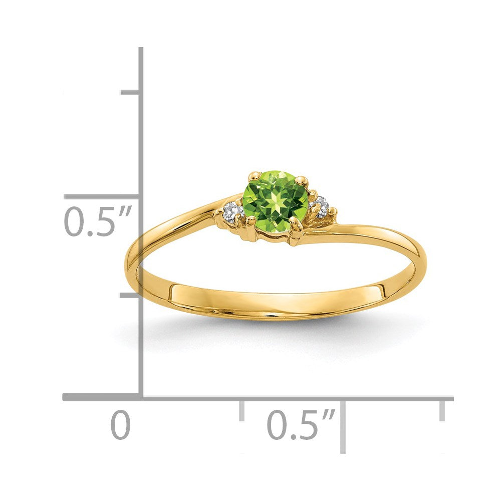 14k Yellow Gold 4mm Peridot AAA Diamond ring