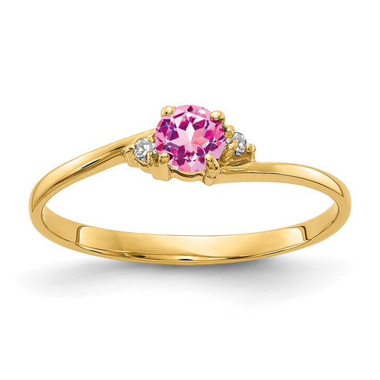 14k Yellow Gold 4mm Pink Sapphire VS Diamond ring