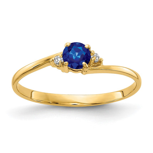 14k Yellow Gold 4mm Sapphire AA Diamond ring