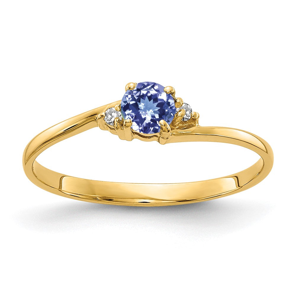 14k Yellow Gold 4mm Tanzanite VS Diamond ring