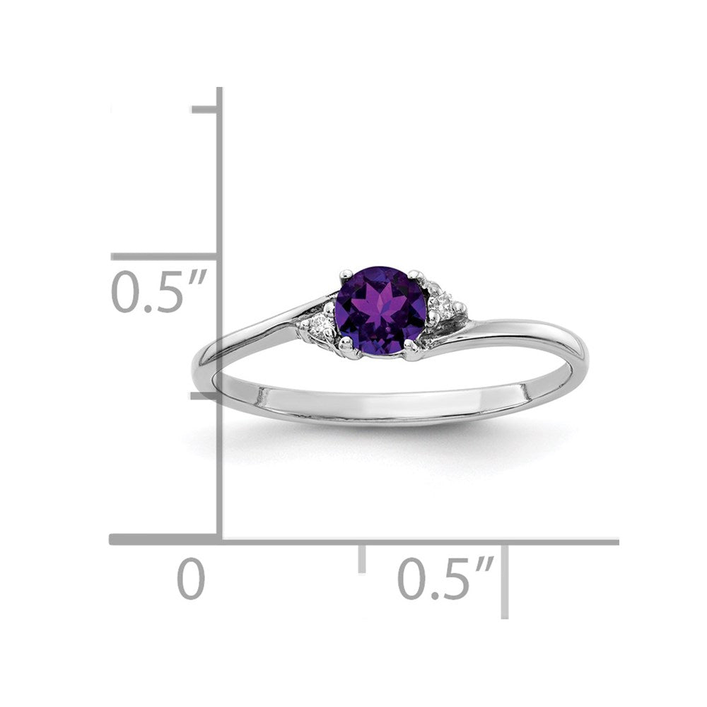 14k White Gold 4mm Amethyst AAA Diamond ring