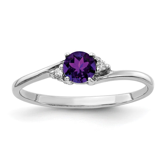 14k White Gold 4mm Amethyst A Real Diamond ring