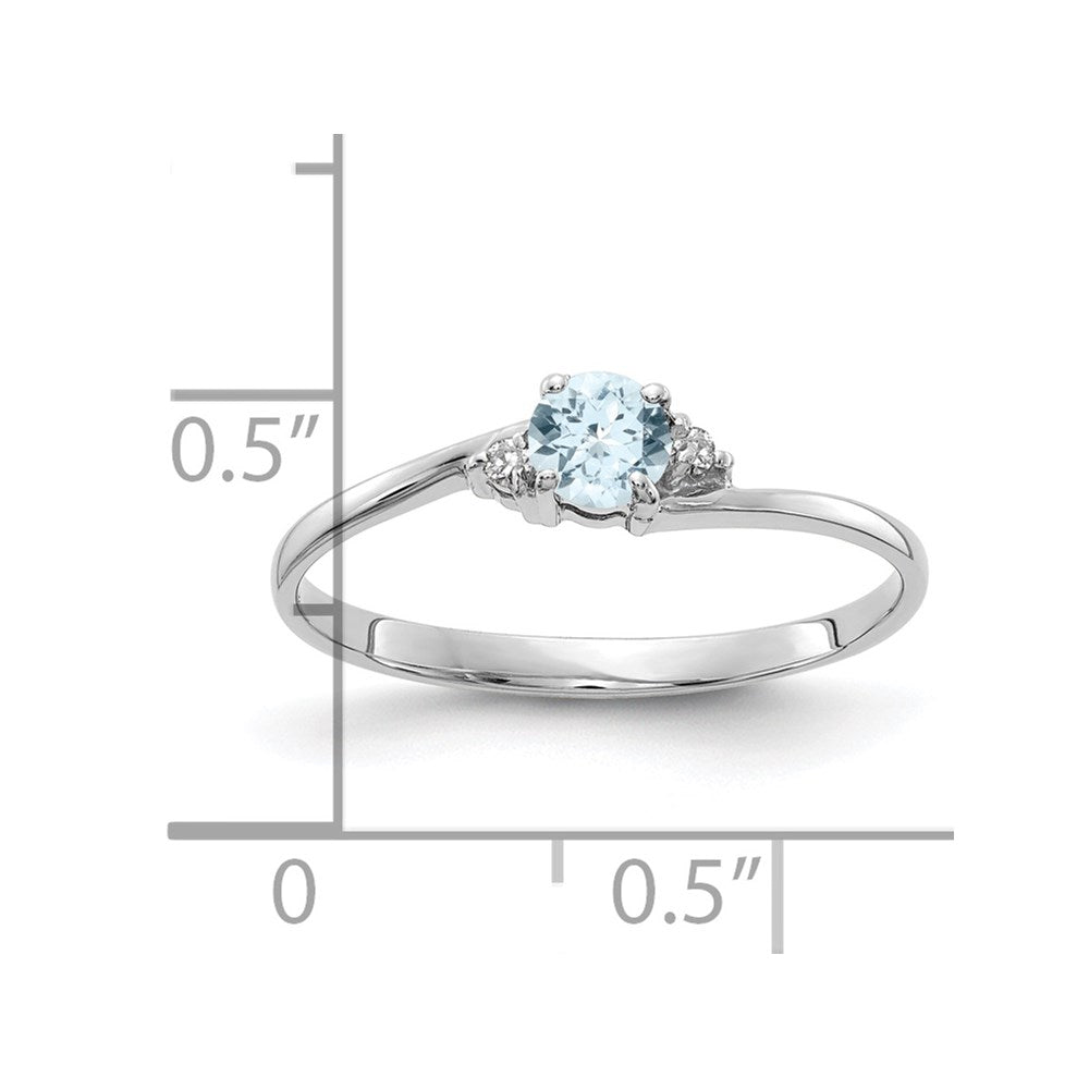 14k White Gold Aquamarine and Diamond Ring