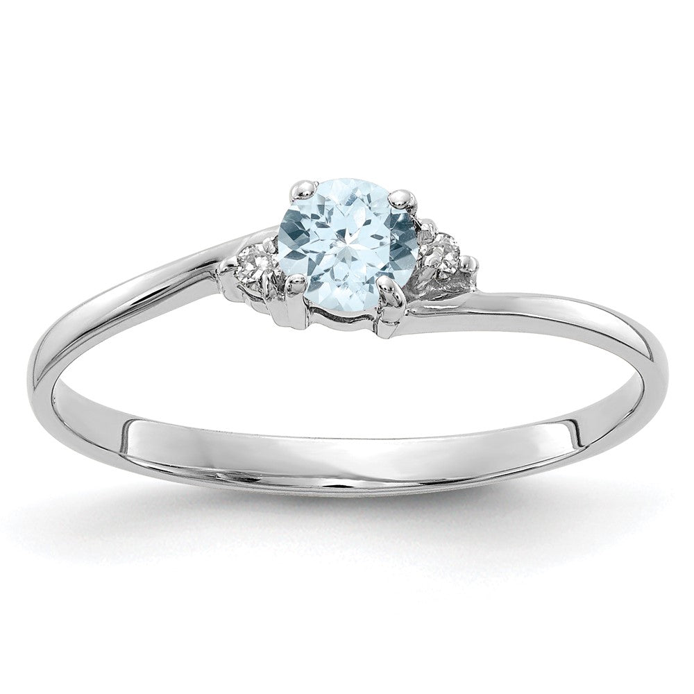 14k White Gold Aquamarine and Diamond Ring