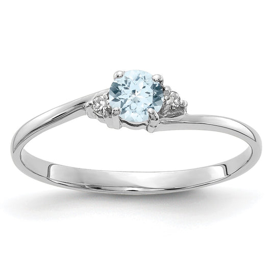 14k White Gold Aquamarine and Diamond Ring