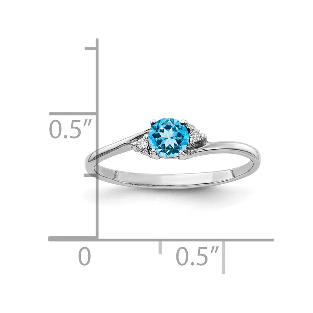 14k White Gold 4mm Blue Topaz VS Diamond ring