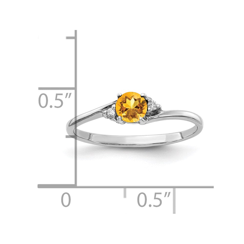 14k White Gold 4mm Citrine AAA Diamond ring