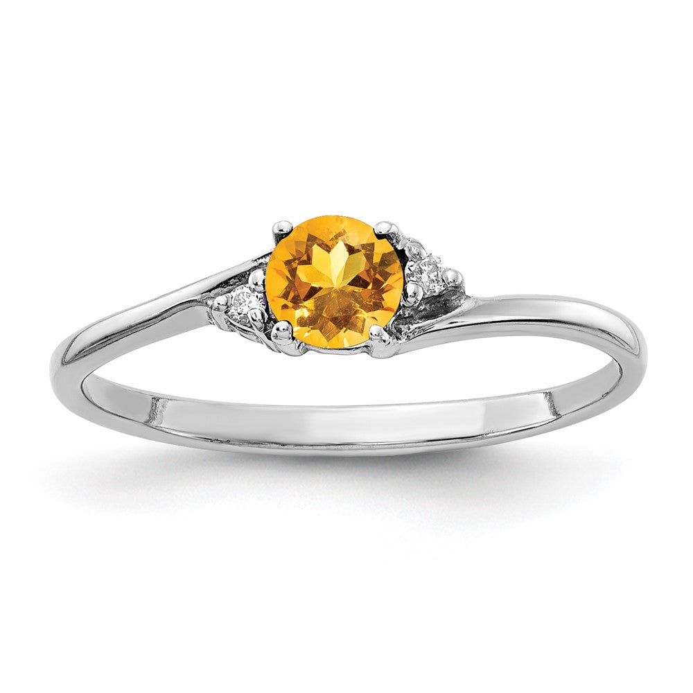 14k White Gold 4mm Citrine A Real Diamond ring