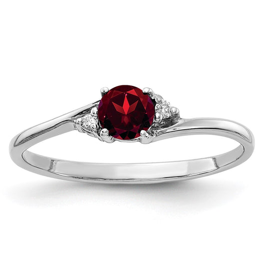 14k White Gold 4mm Garnet A Real Diamond ring