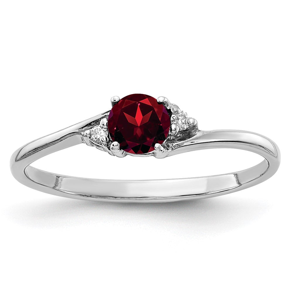 14k White Gold 4mm Garnet VS Diamond ring