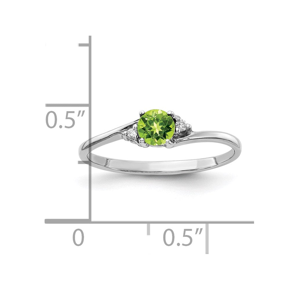 14k White Gold 4mm Peridot VS Diamond ring