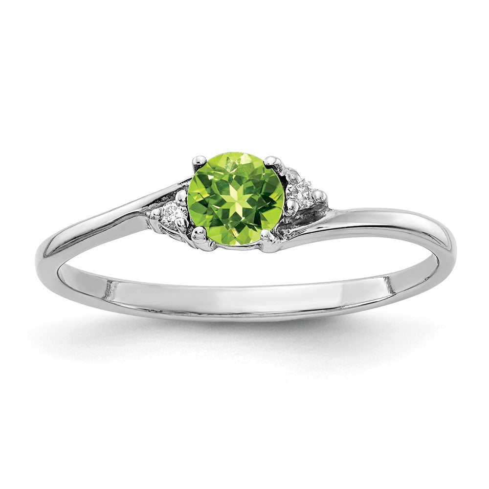 14k White Gold 4mm Peridot A Real Diamond ring