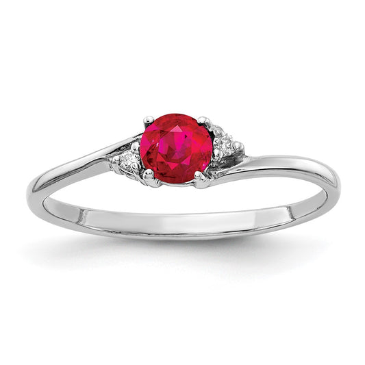 14k White Gold 4mm Ruby A Real Diamond ring