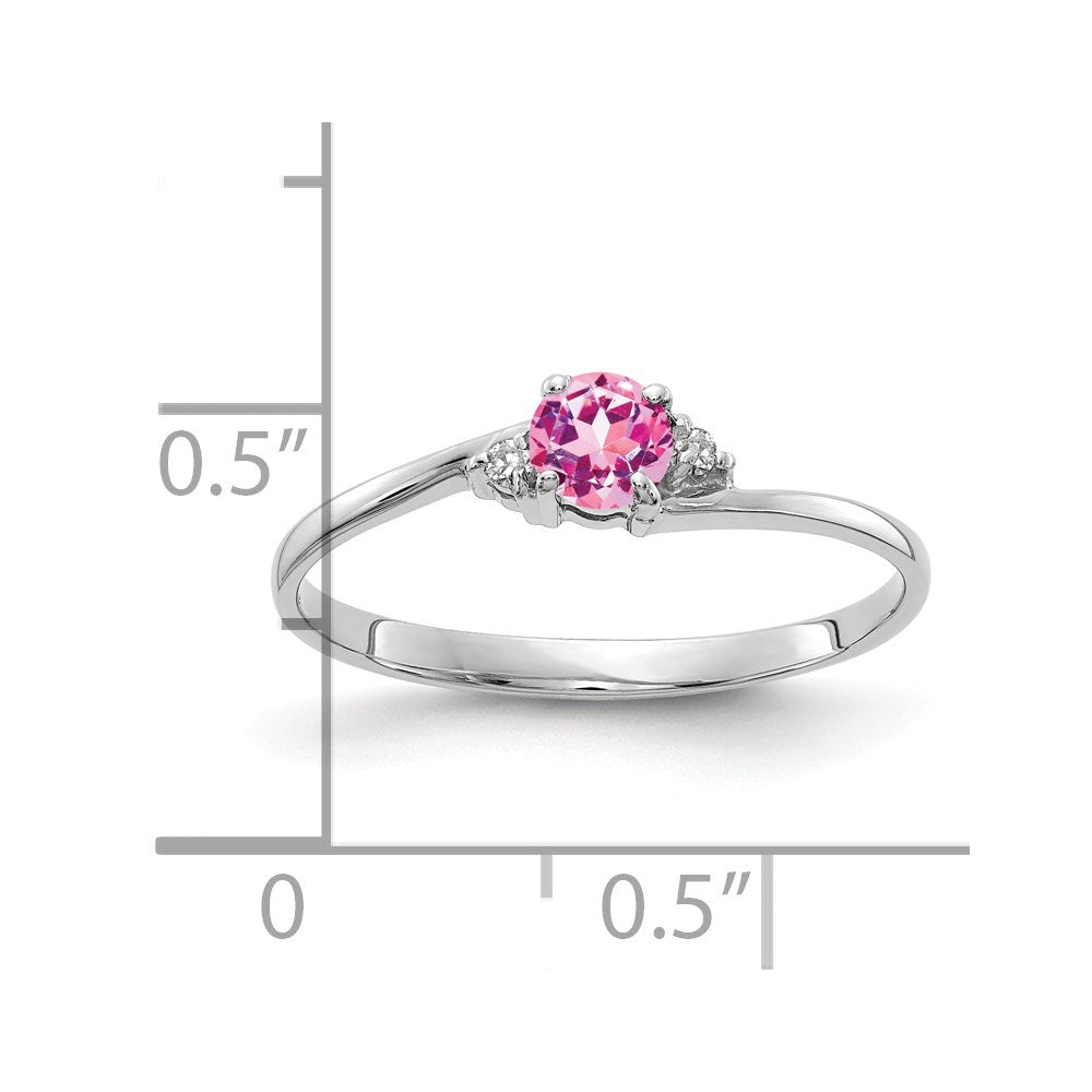 14k White Gold 4mm Pink Sapphire AAA Diamond ring