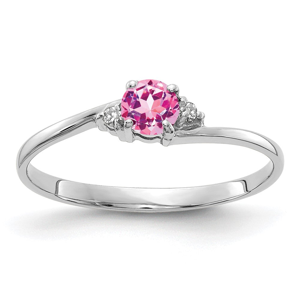 14k White Gold 4mm Pink Sapphire AAA Diamond ring