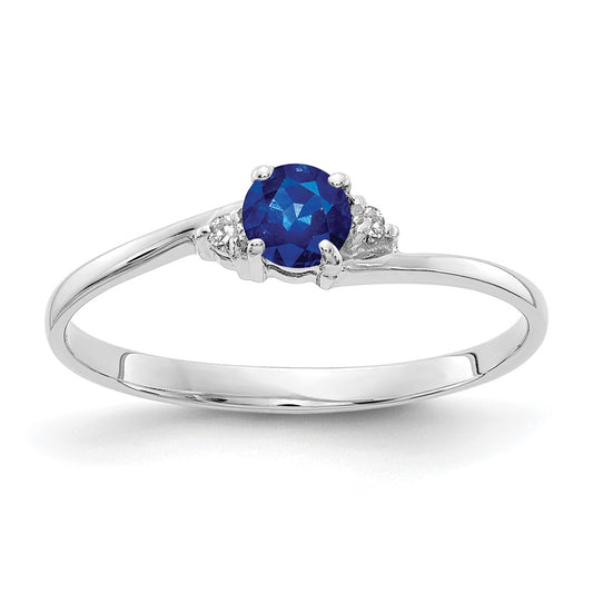 14k White Gold 4mm Sapphire VS Diamond ring