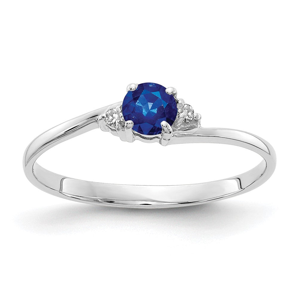 14k White Gold 4mm Sapphire AAA Diamond ring