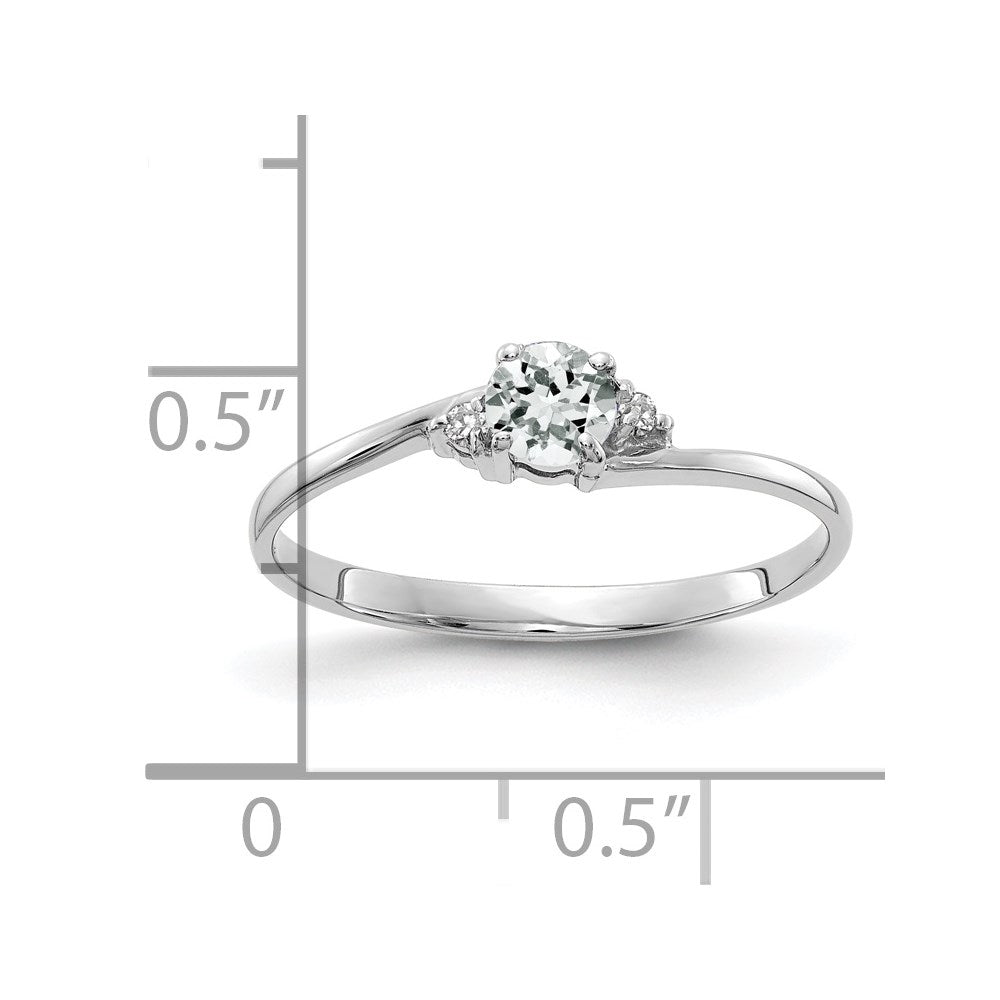 14k White Gold 4mm White Topaz AA Real Diamond ring