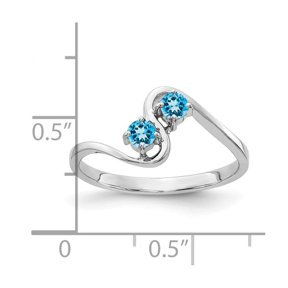 14k White Gold 3mm Blue Topaz ring