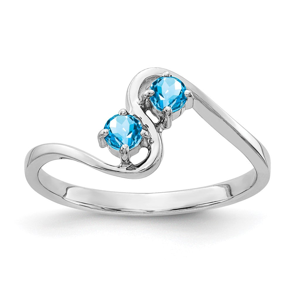 14k White Gold 3mm Blue Topaz ring