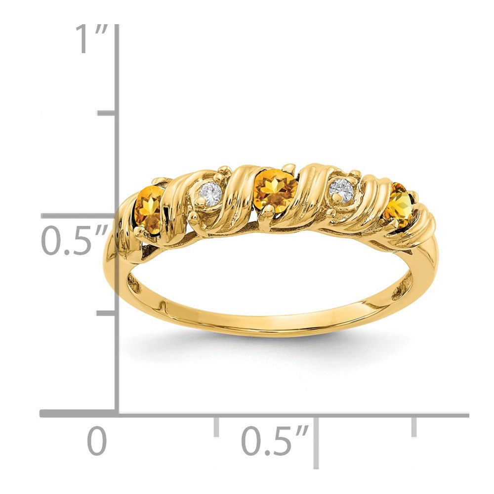 14k Yellow Gold 2.75mm Citrine AA Diamond ring