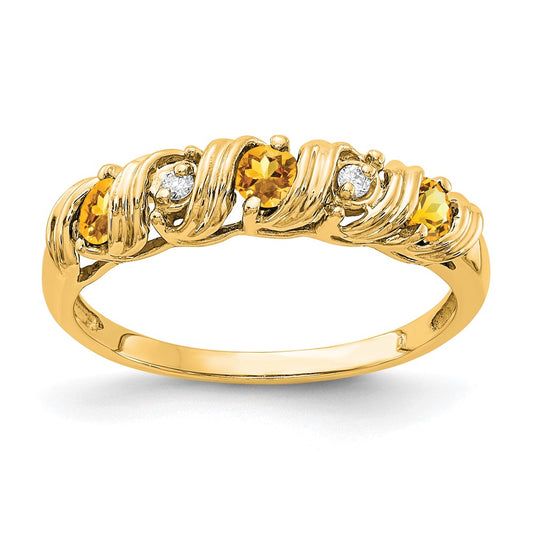 14k Yellow Gold 2.75mm Citrine VS Diamond ring