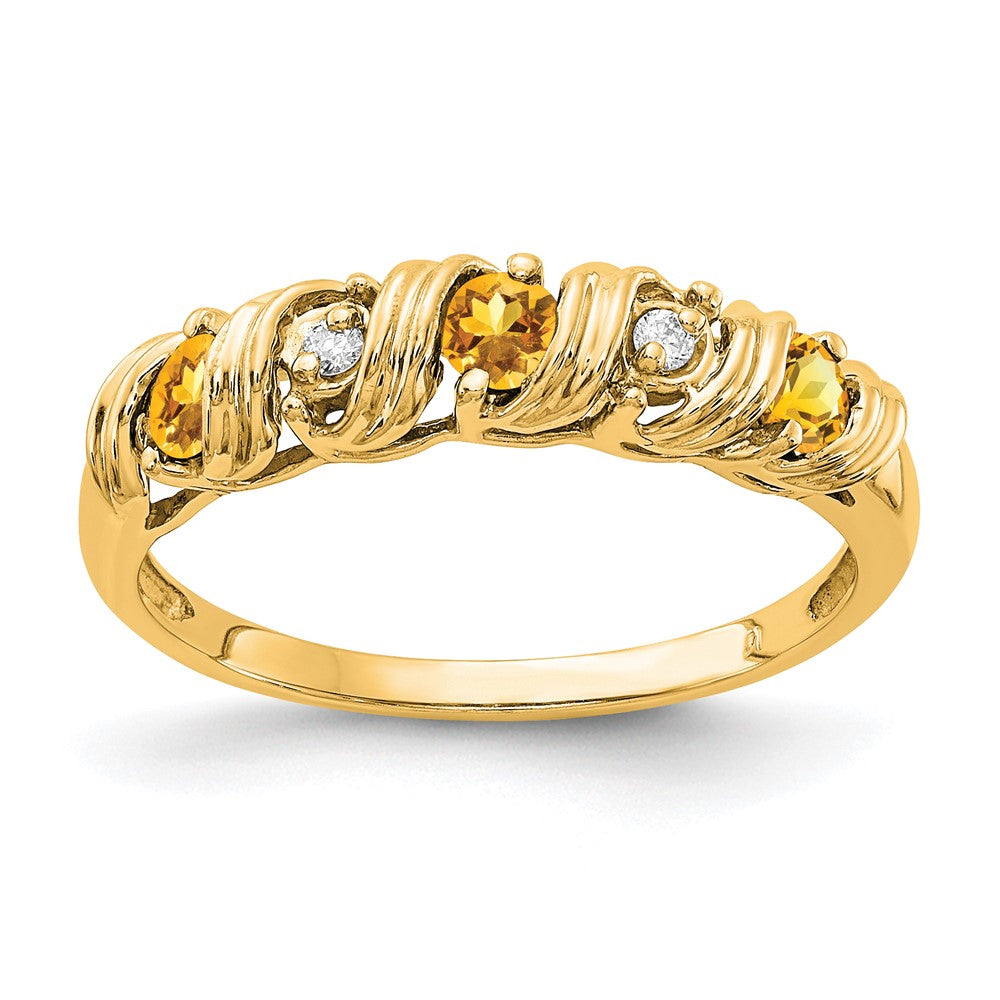 14k Yellow Gold 2.75mm Citrine AAA Diamond ring