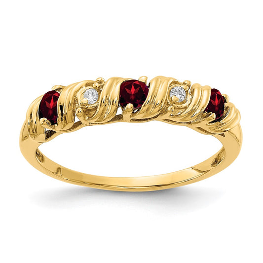 14K Yellow Gold 2.75mm Garnet A Real Diamond ring