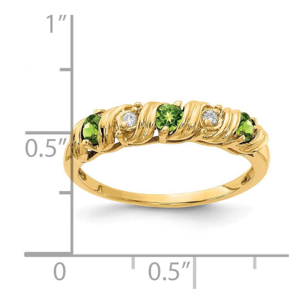 14k Yellow Gold 2.75mm Peridot AAA Diamond ring