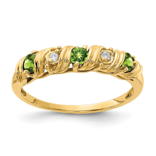 14K Yellow Gold 2.75mm Peridot A Real Diamond ring