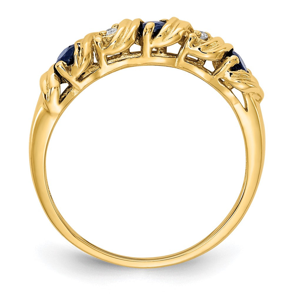 14k Yellow Gold 2.75mm Sapphire AA Diamond ring