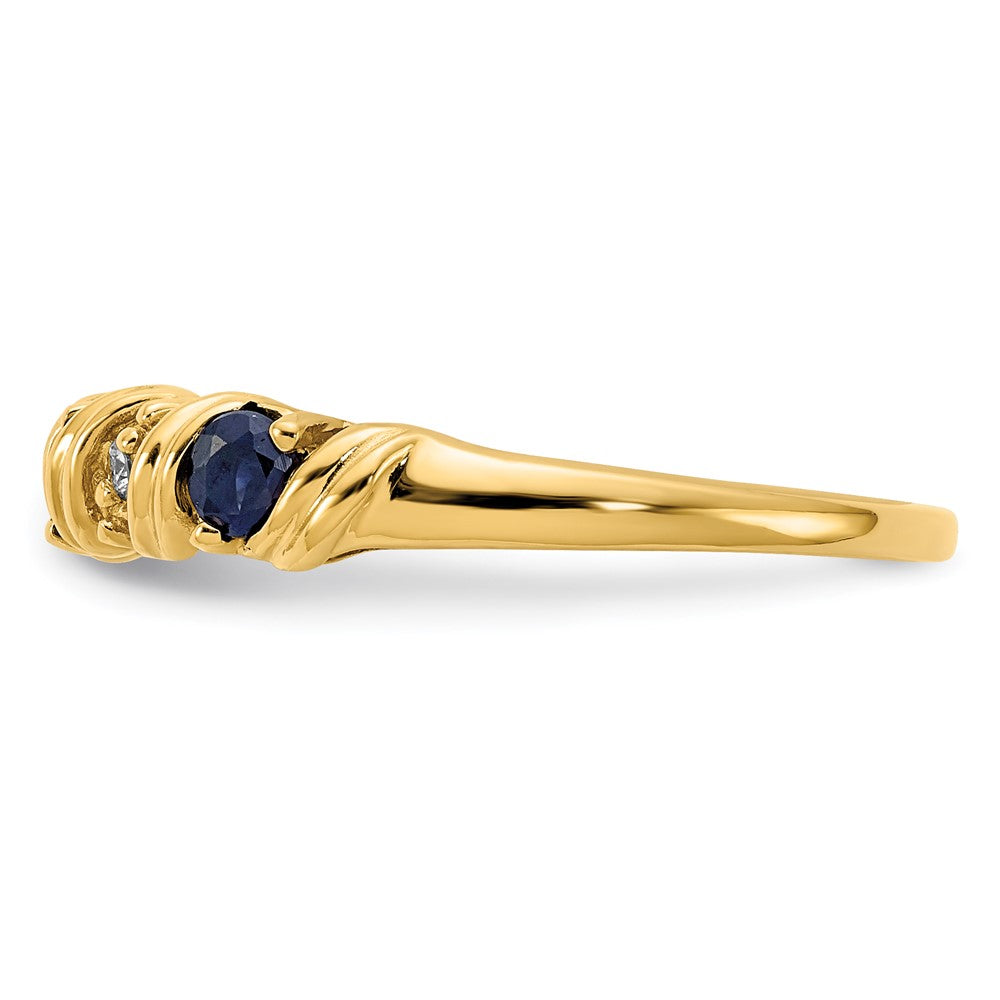 14k Yellow Gold 2.75mm Sapphire AA Diamond ring